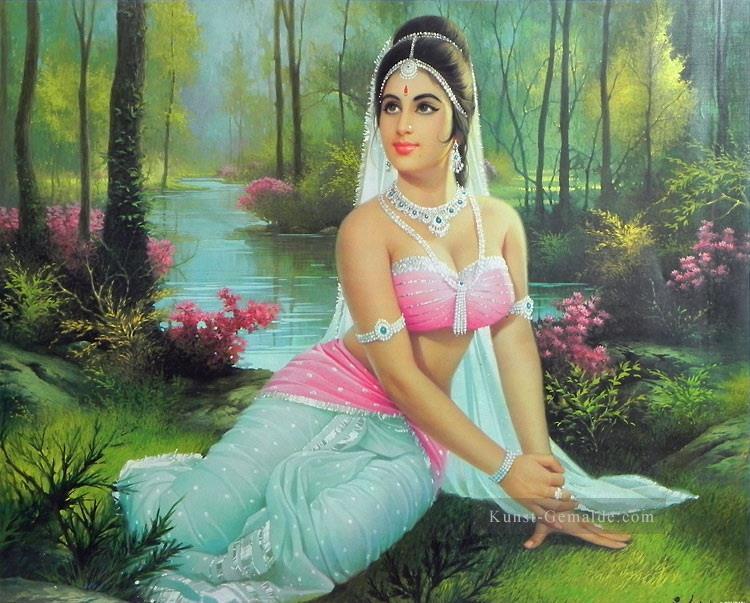 Shakuntala Warten auf ihren geliebten König Indian Ölgemälde